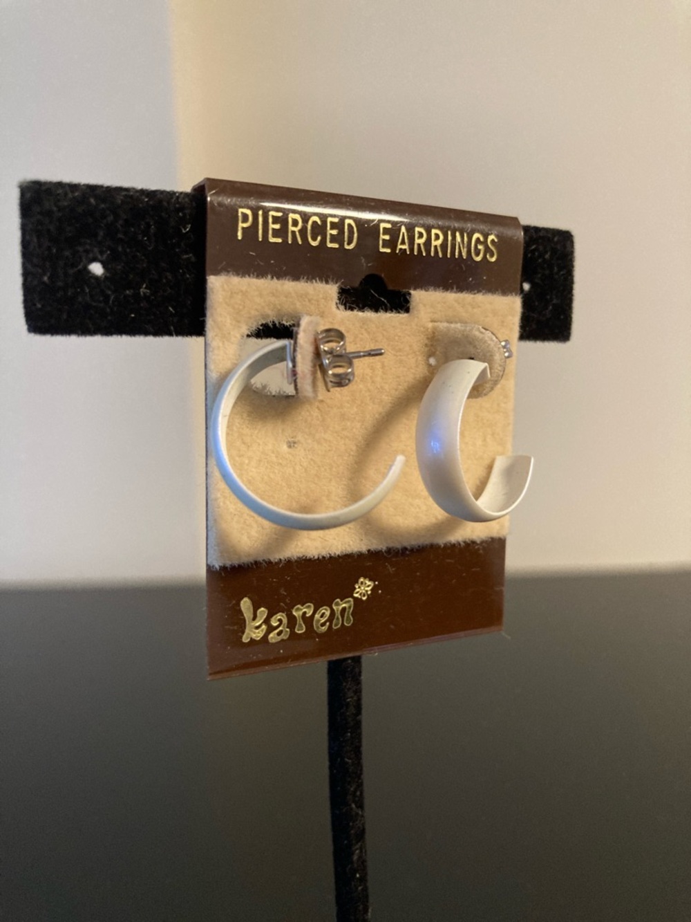 Karen White Half-Hoop Earrings - Matte White Pierced Hoops